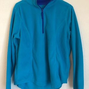 soft blue quarter zip sweatshirt